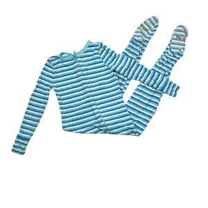 Free Birdees Blue Stripe Zip Footie Pajamas